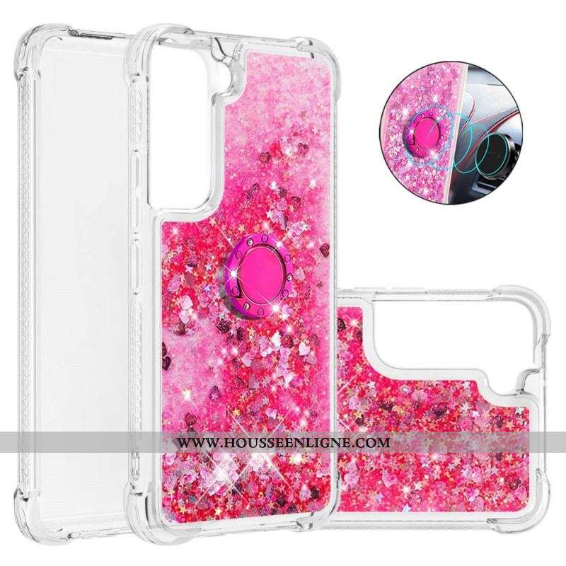 Coque Samsung Galaxy S22 5G Paillettes avec Anneau-Support