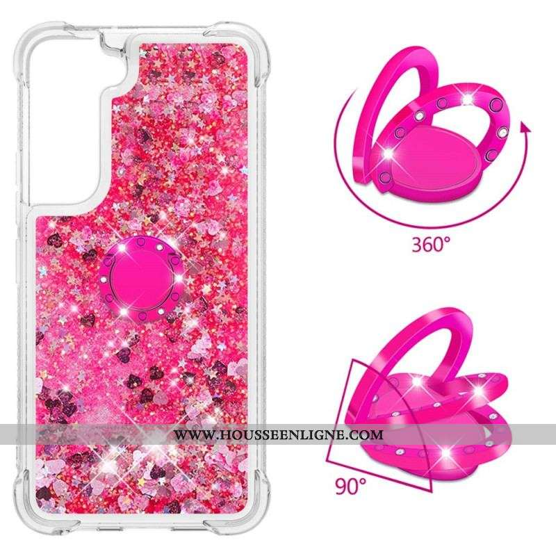 Coque Samsung Galaxy S22 5G Paillettes avec Anneau-Support
