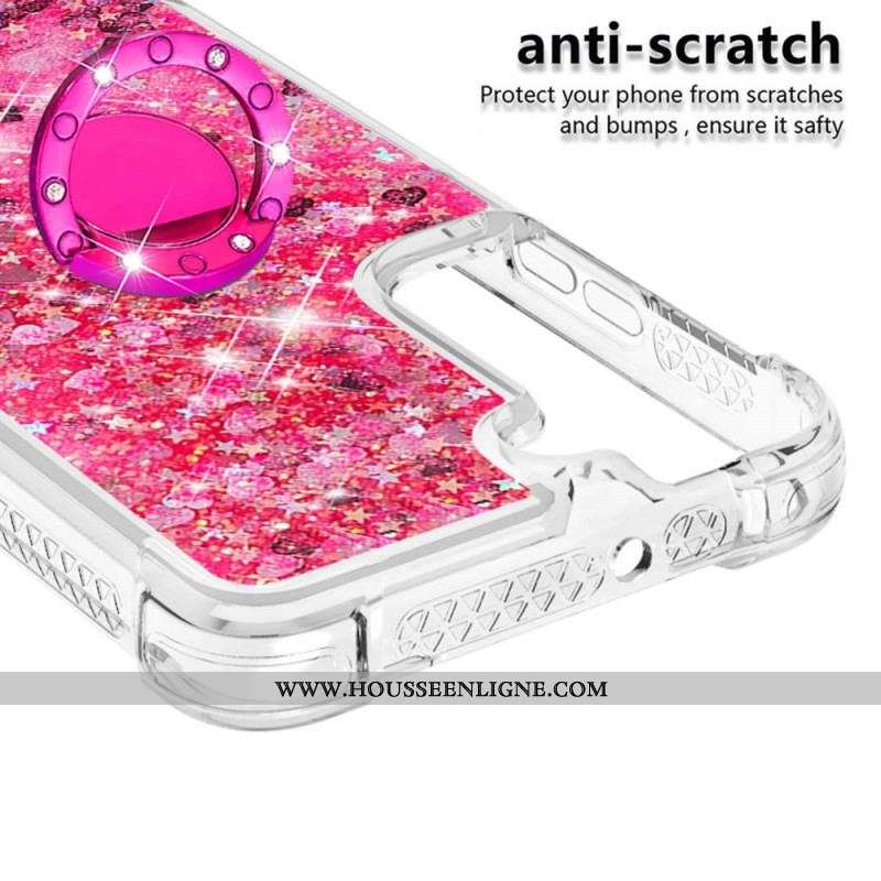 Coque Samsung Galaxy S22 5G Paillettes avec Anneau-Support