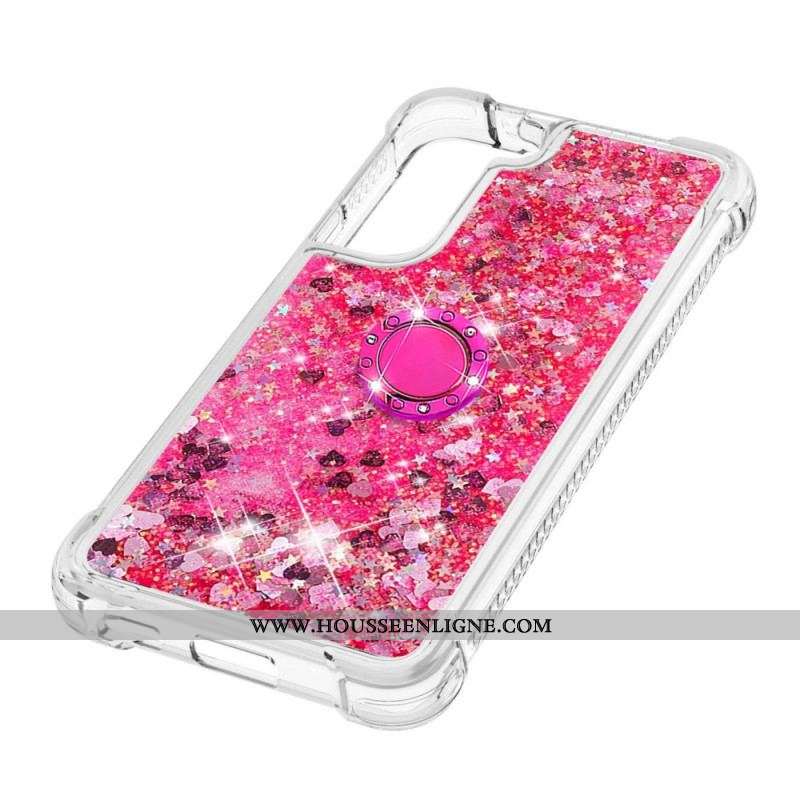 Coque Samsung Galaxy S22 5G Paillettes avec Anneau-Support