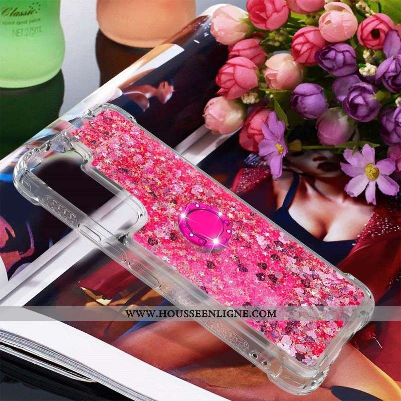 Coque Samsung Galaxy S22 5G Paillettes avec Anneau-Support