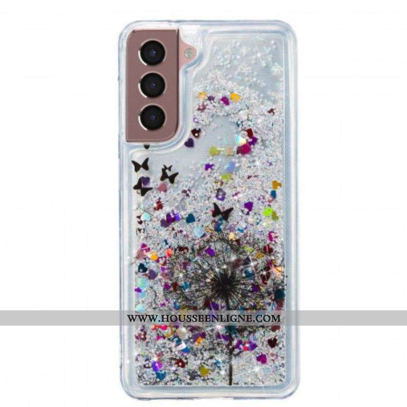 Coque Samsung Galaxy S22 5G Pissenlits Paillettes