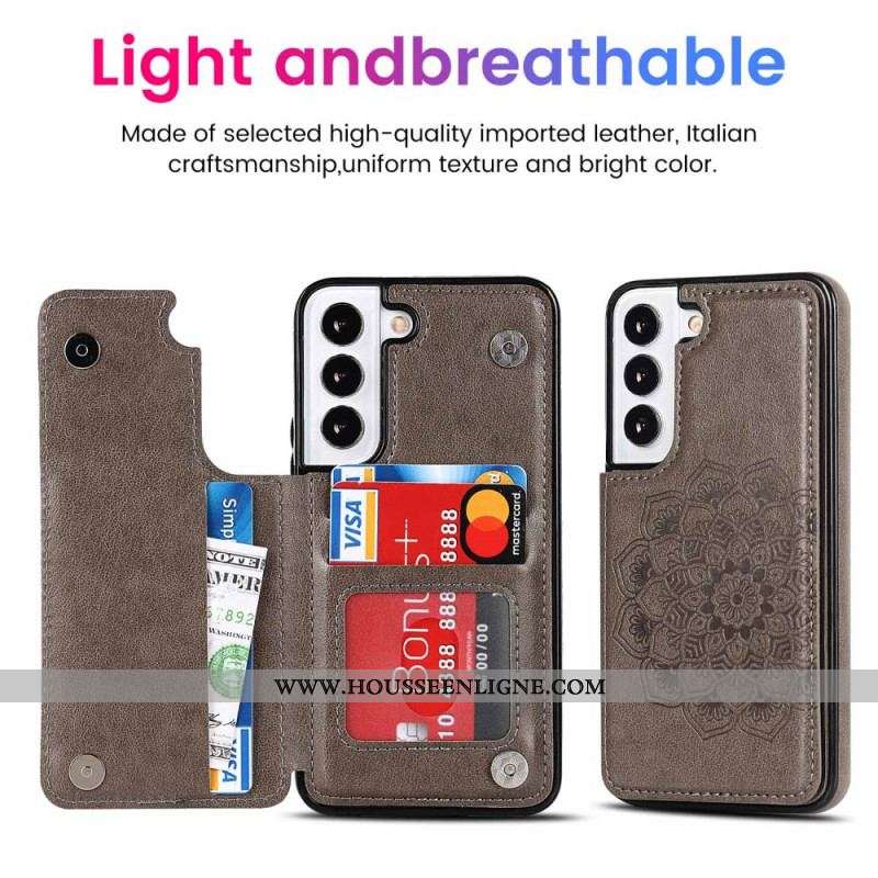 Coque Samsung Galaxy S22 5G Porte-Cartes Impression Mandala