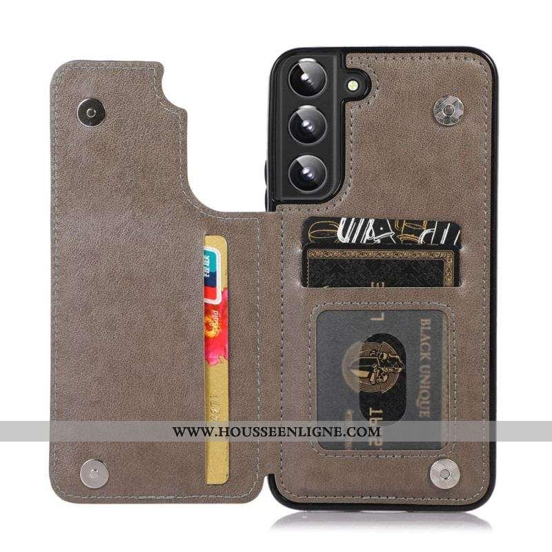 Coque Samsung Galaxy S22 5G Simili Cuir Porte-Cartes Support Fleurs