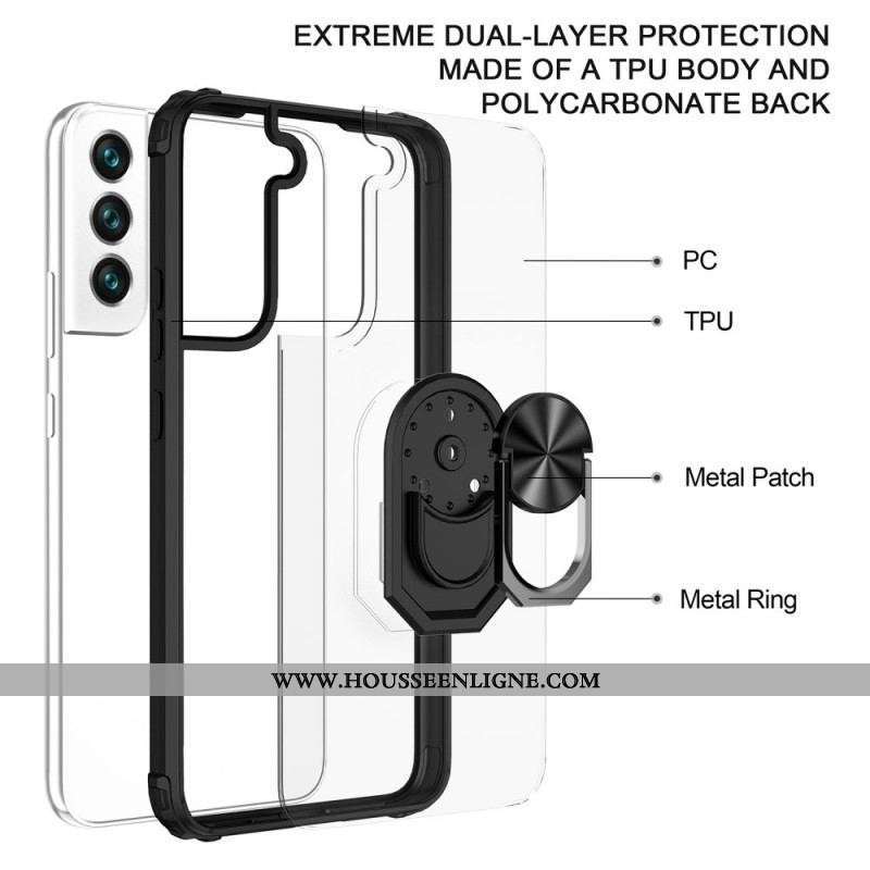 Coque Samsung Galaxy S22 5G Transparente avec Anneau-Support