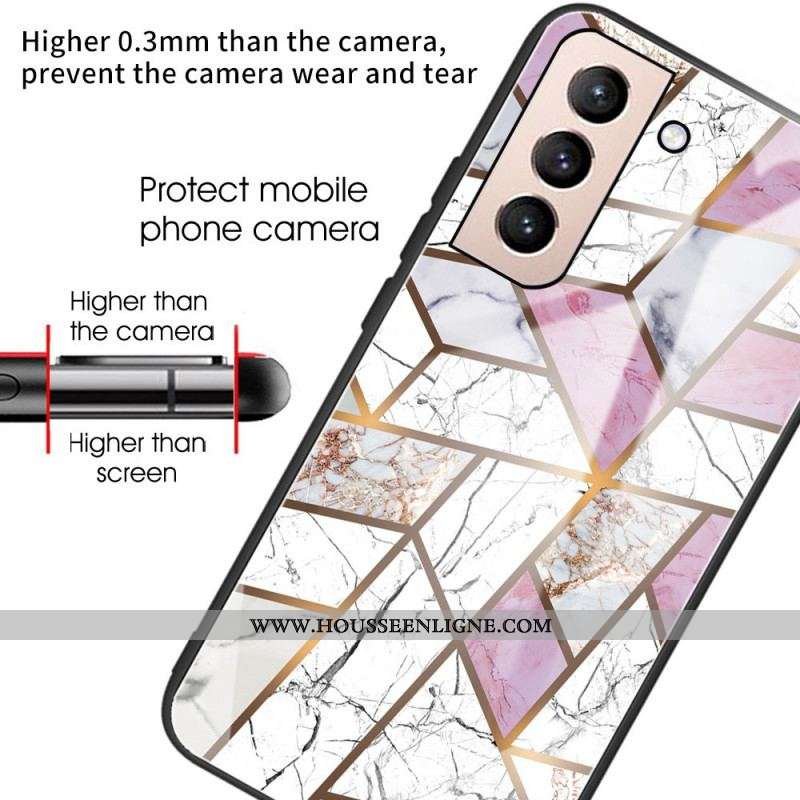 Coque Samsung Galaxy S22 5G Verre Trempé Marbre Géométrie