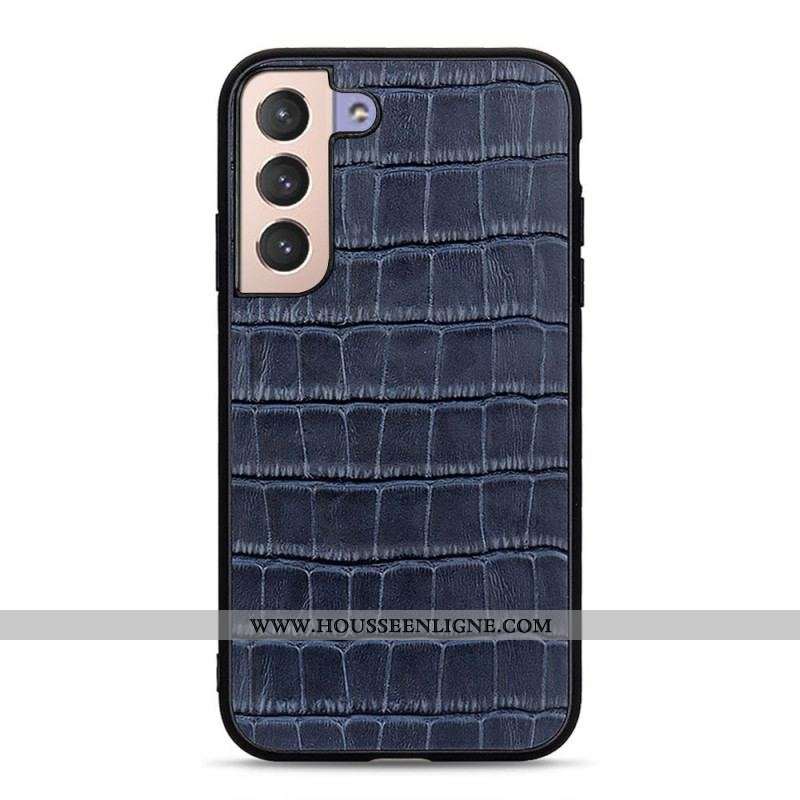 Coque Samsung Galaxy S22 5G Véritable Cuir Texture Crocodile