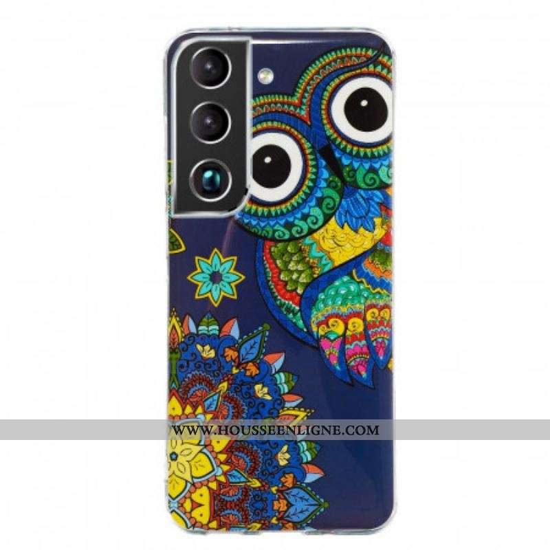 Coque Samsung Galaxy S22 Plus 5G Hibou Mandala Fluorescente