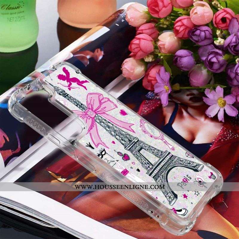 Coque Samsung Galaxy S22 Plus 5G La Tour Eiffel Paillettes