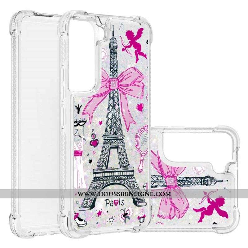 Coque Samsung Galaxy S22 Plus 5G La Tour Eiffel Paillettes