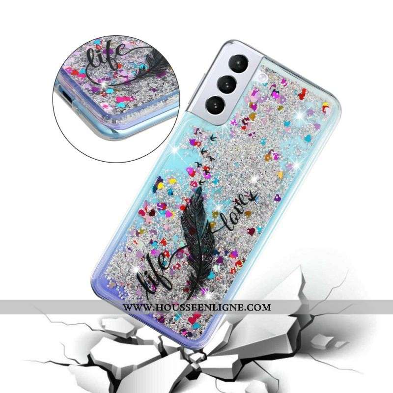 Coque Samsung Galaxy S22 Plus 5G Life & Love Paillettes