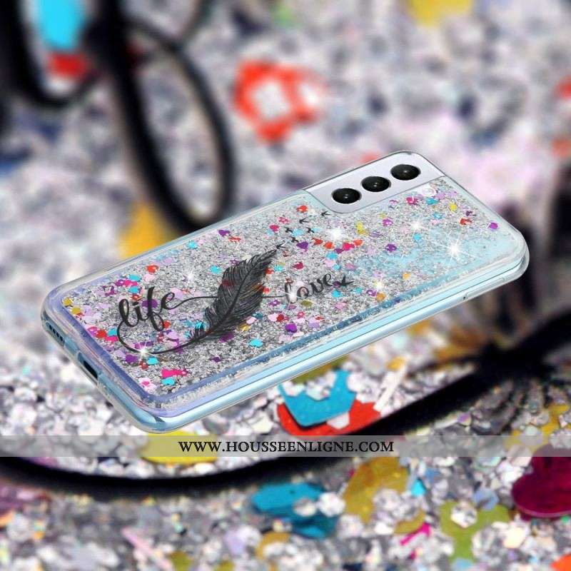 Coque Samsung Galaxy S22 Plus 5G Life & Love Paillettes