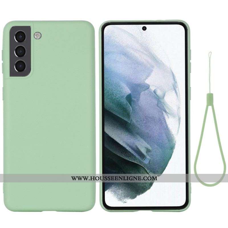 Coque Samsung Galaxy S22 Plus 5G Silicone Liquide avec Lanière