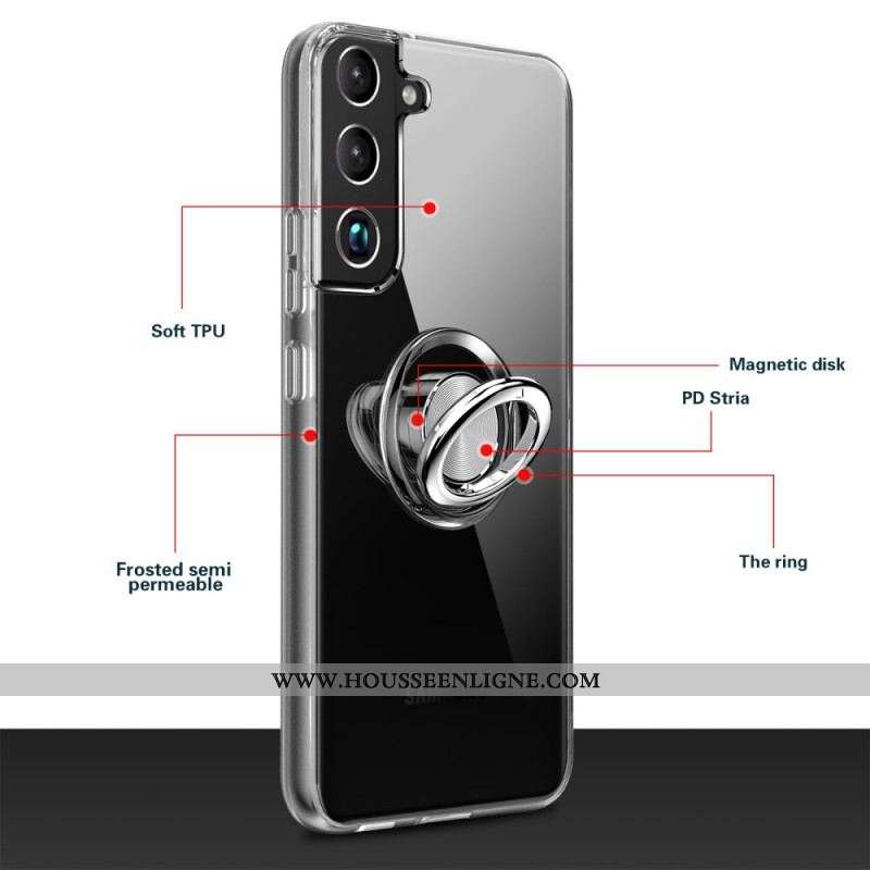 Coque Samsung Galaxy S22 Plus 5G Transparente Anneau-Support