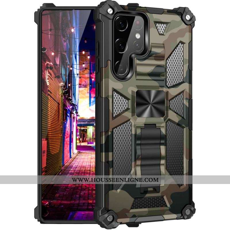 Coque Samsung Galaxy S22 Ultra 5G Camouflage Support Amovible