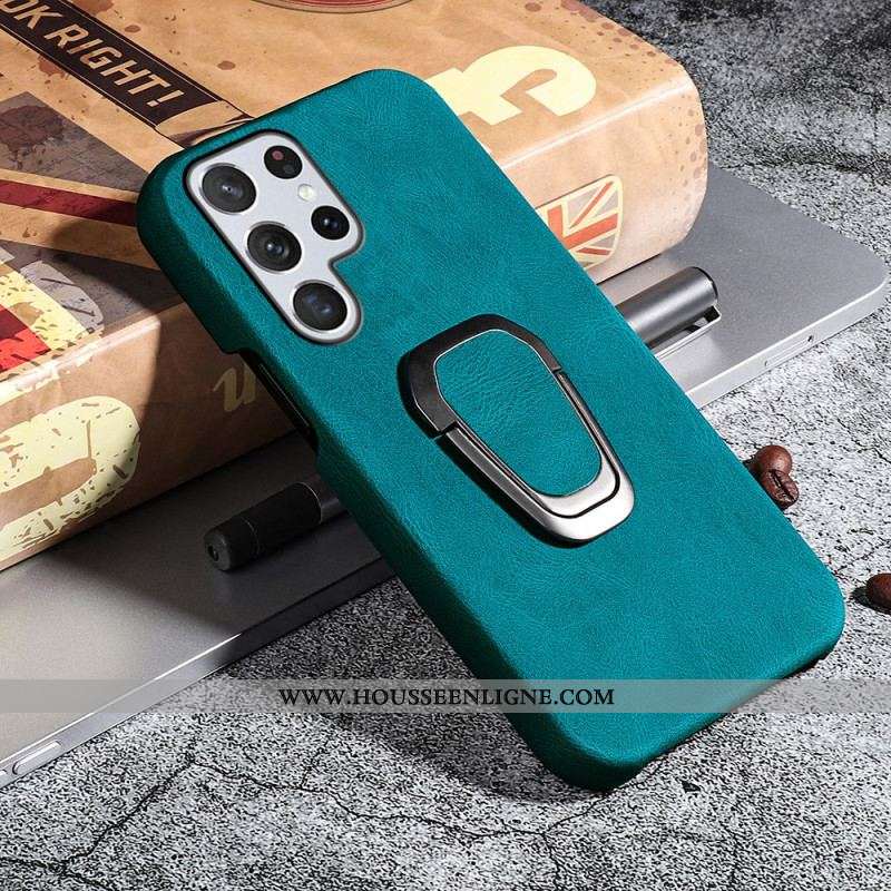 Coque Samsung Galaxy S22 Ultra 5G Effet Cuir Anneau-Support New Colors