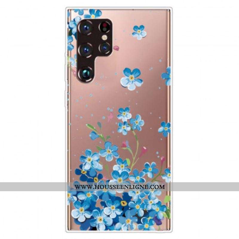 Coque Samsung Galaxy S22 Ultra 5G Fleurs Bleues