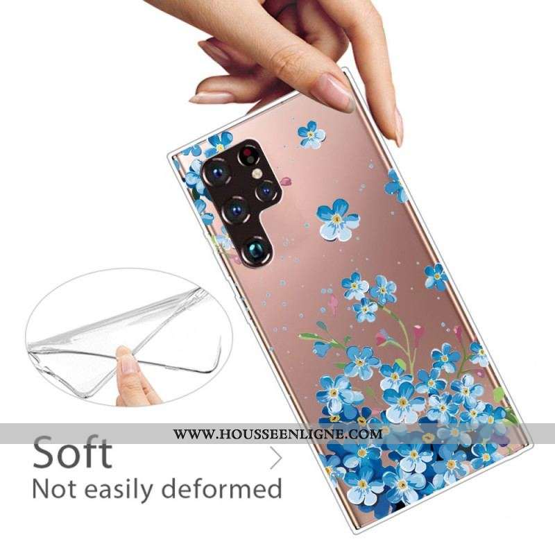 Coque Samsung Galaxy S22 Ultra 5G Fleurs Bleues