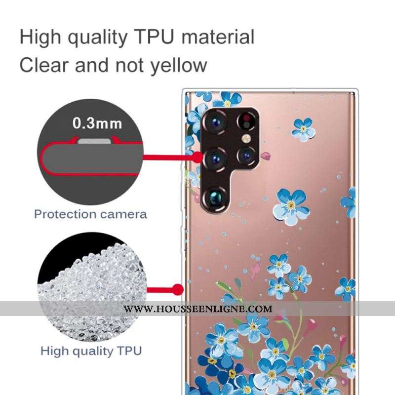 Coque Samsung Galaxy S22 Ultra 5G Fleurs Bleues