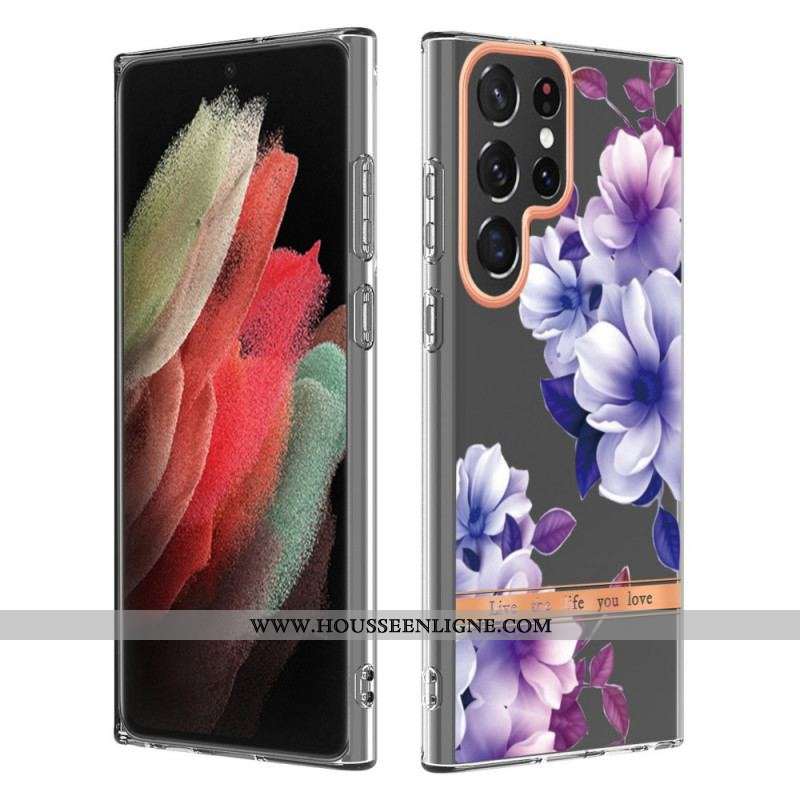 Coque Samsung Galaxy S22 Ultra 5G Fleurs Live The Life You Love