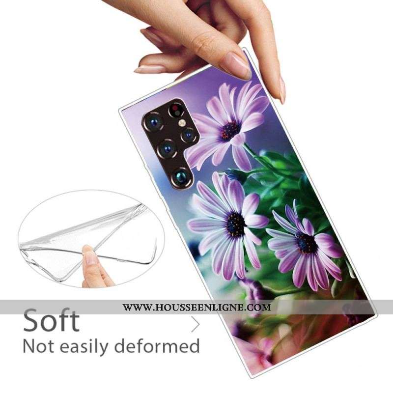 Coque Samsung Galaxy S22 Ultra 5G Fleurs Réalistes