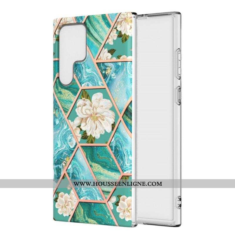 Coque Samsung Galaxy S22 Ultra 5G Marbrée Florale