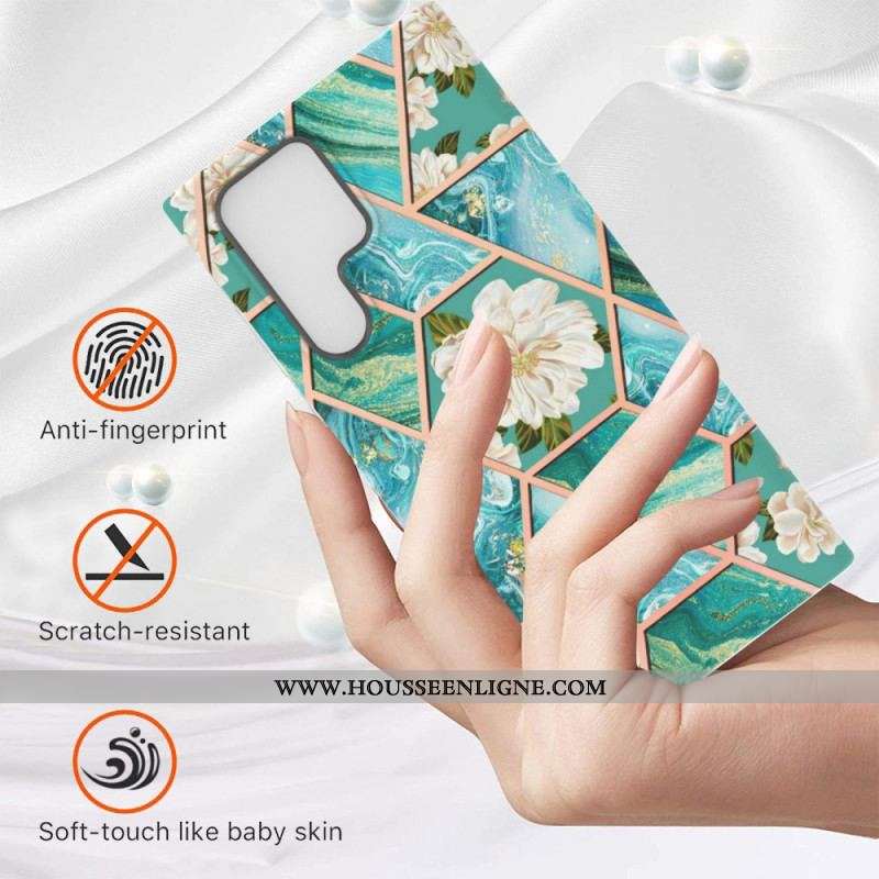 Coque Samsung Galaxy S22 Ultra 5G Marbrée Florale