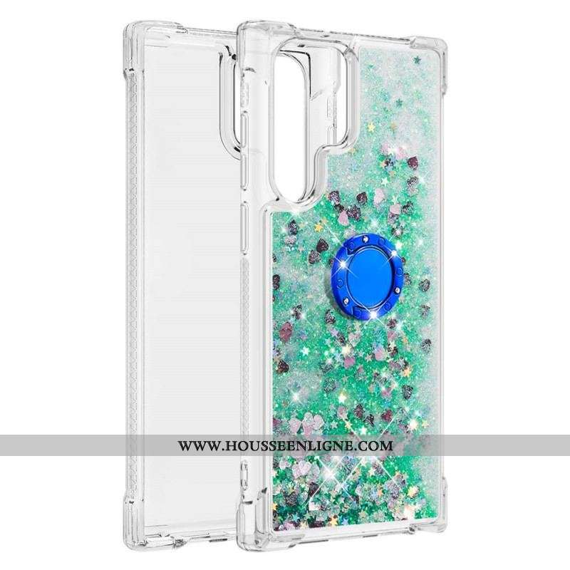 Coque Samsung Galaxy S22 Ultra 5G Paillettes Anneau-Support