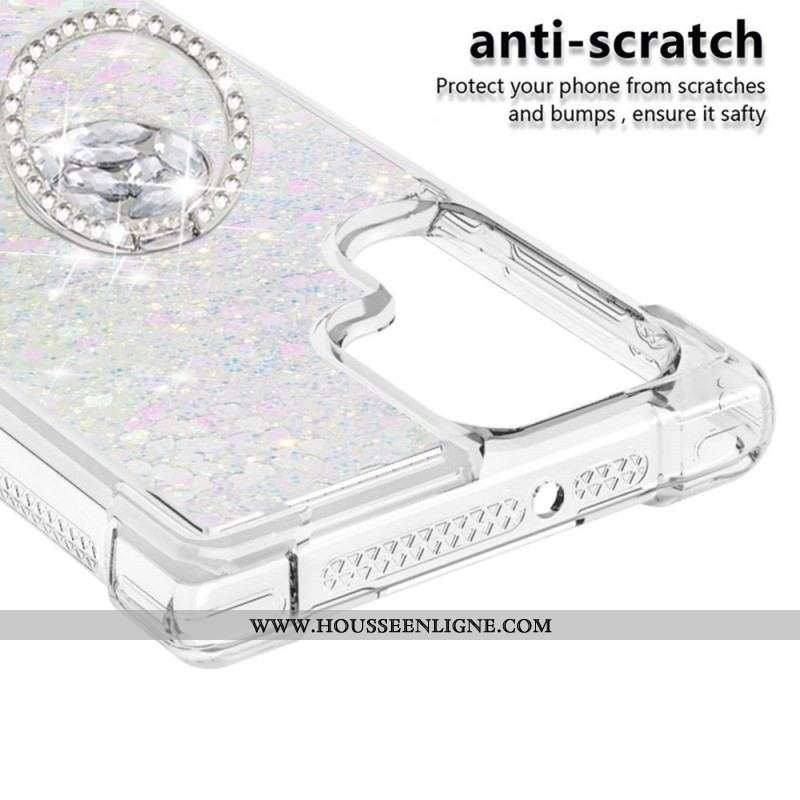 Coque Samsung Galaxy S22 Ultra 5G Paillettes Anneau-Support