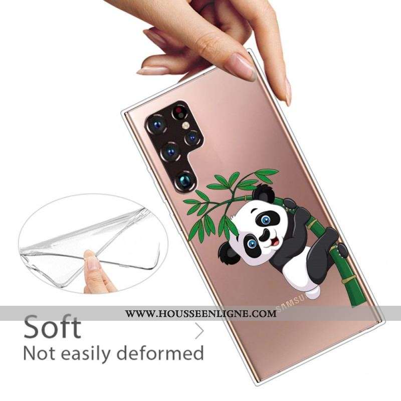 Coque Samsung Galaxy S22 Ultra 5G Panda Sur Le Bambou