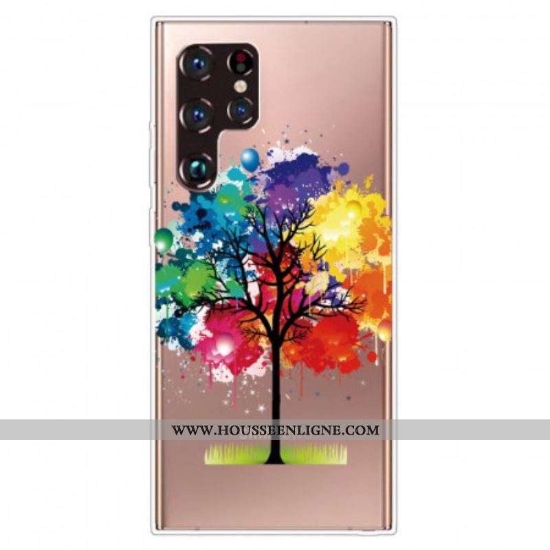 Coque Samsung Galaxy S22 Ultra 5G Transparente Arbre Aquarelle