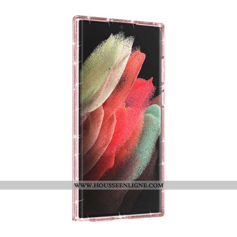 Coque Samsung Galaxy S22 Ultra 5G Transparente Paillettes