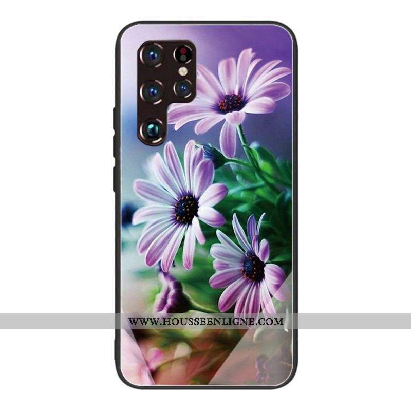 Coque Samsung Galaxy S22 Ultra 5G Verre Trempé Fleurs Réalistes