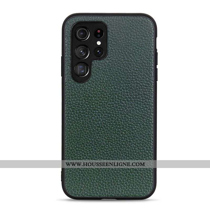 Coque Samsung Galaxy S22 Ultra 5G Véritable Cuir Litchi