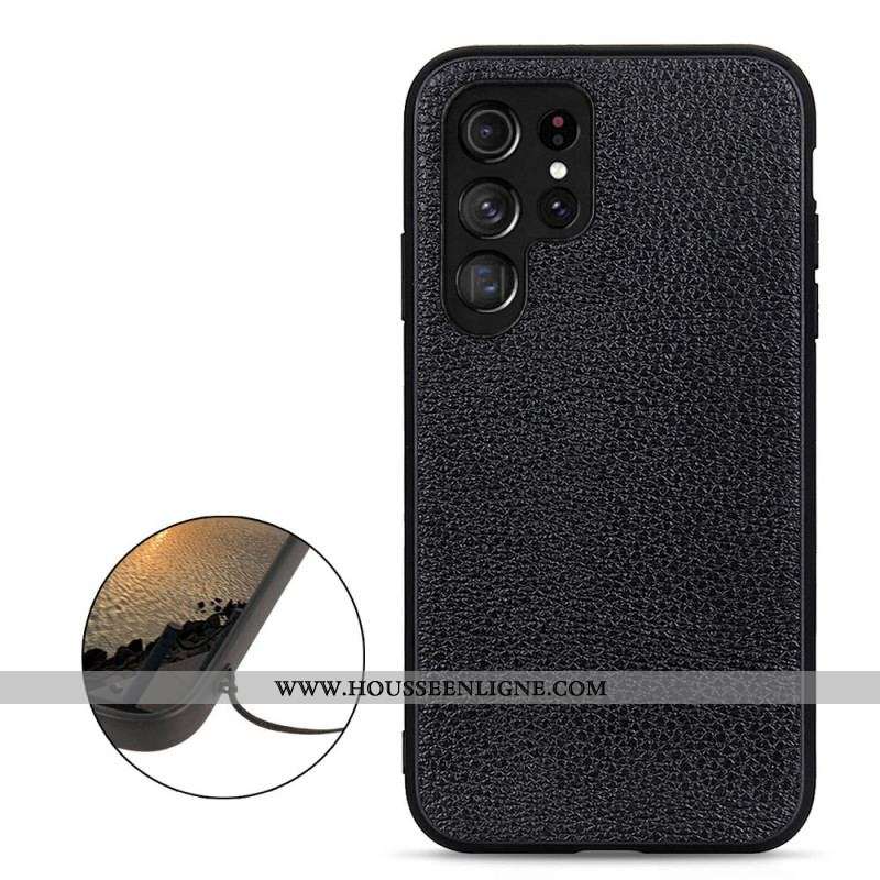 Coque Samsung Galaxy S22 Ultra 5G Véritable Cuir Litchi