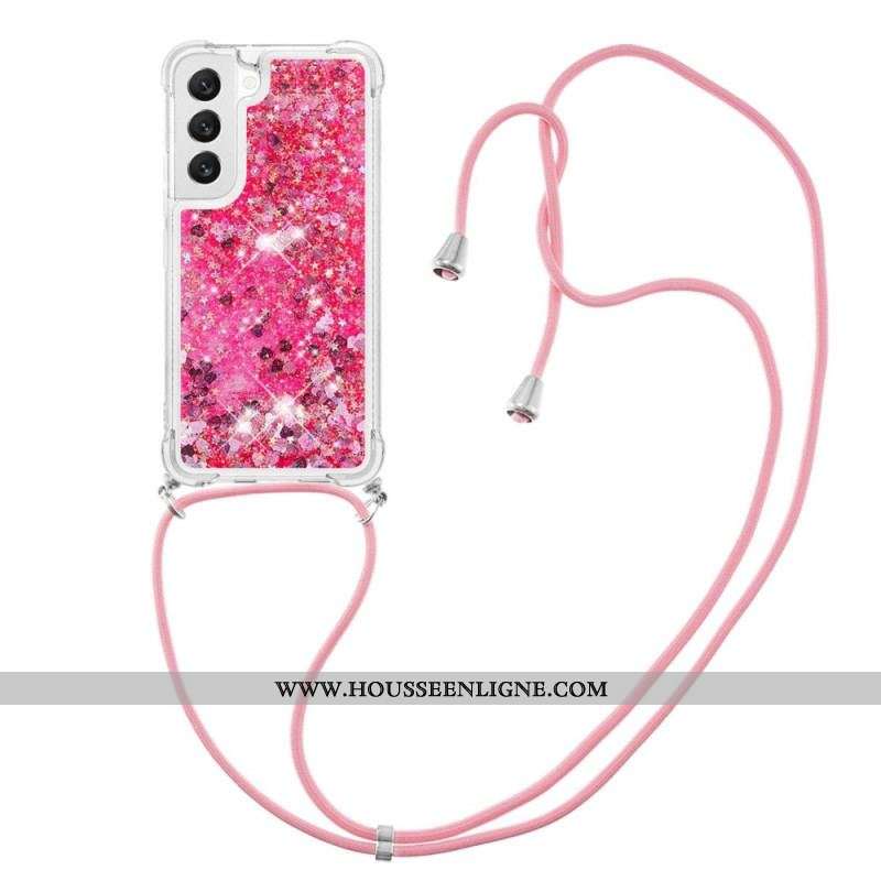 Coque Samsung Galaxy S23 5G Paillettes avec Cordon