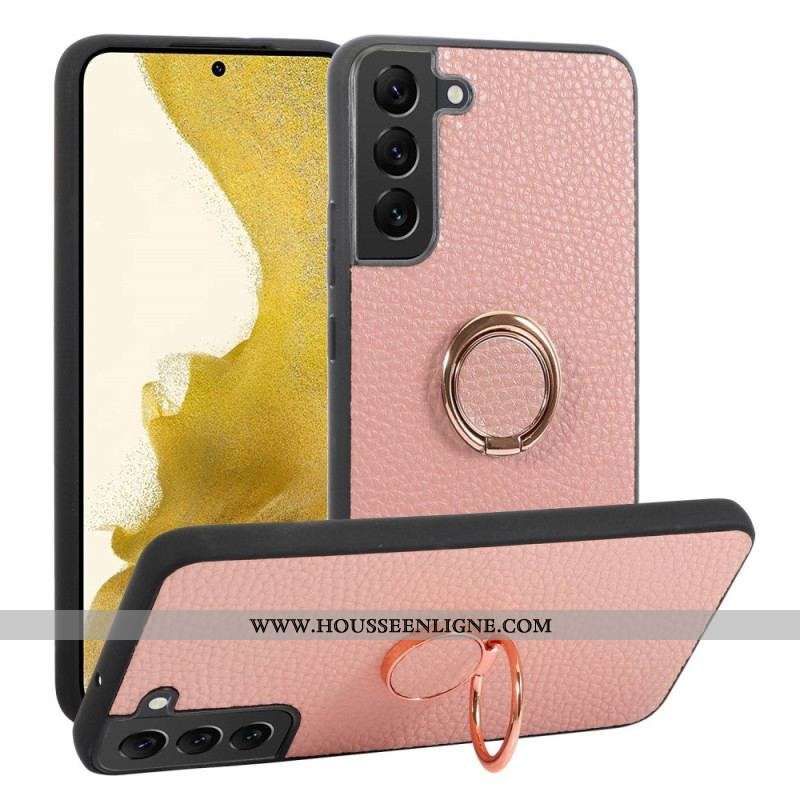Coque Samsung Galaxy S23 5G Simili Cuir Litchi Anneau-Support