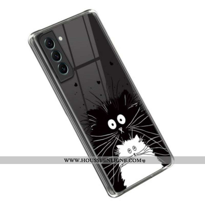 Coque Samsung Galaxy S23 5G Transparente Chat Blanc Chat Noir