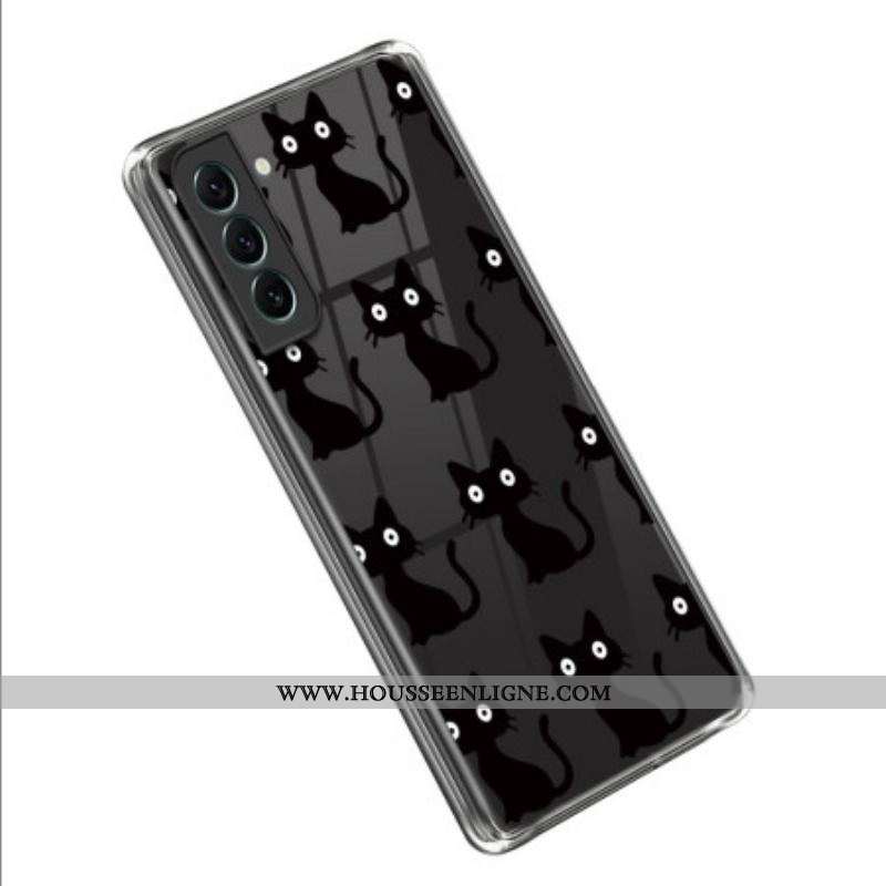 Coque Samsung Galaxy S23 5G Transparente Chats Noirs
