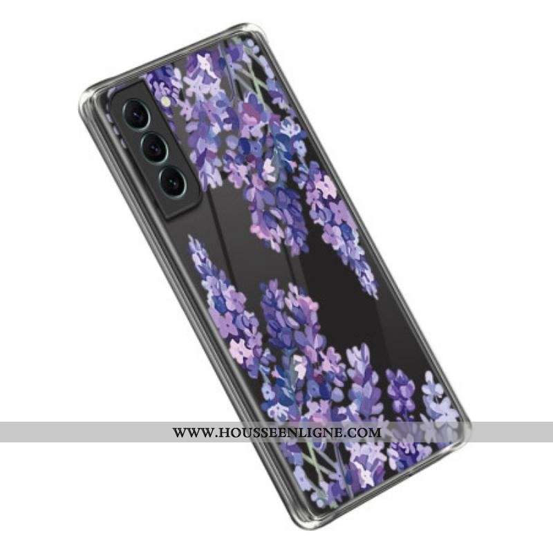 Coque Samsung Galaxy S23 5G Transparente Fleurs Violettes