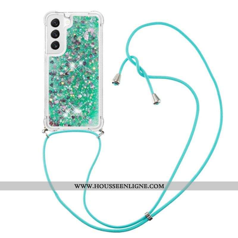 Coque Samsung Galaxy S23 Plus 5G Paillettes avec Cordon