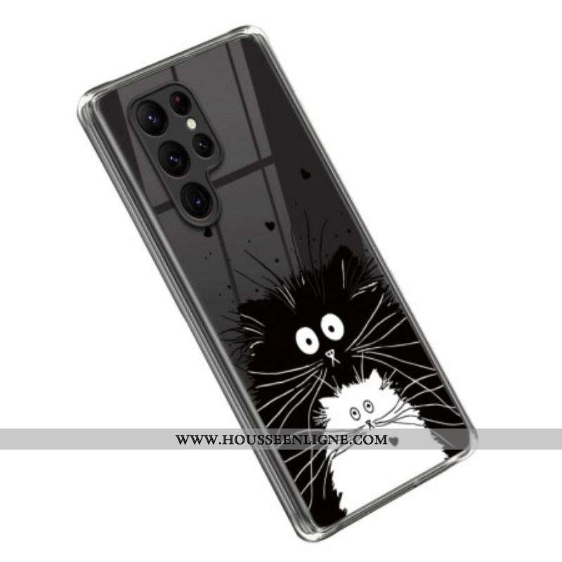 Coque Samsung Galaxy S23 Ultra 5G Chat Noir Chat Blanc