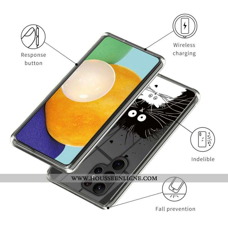 Coque Samsung Galaxy S23 Ultra 5G Chat Noir Chat Blanc