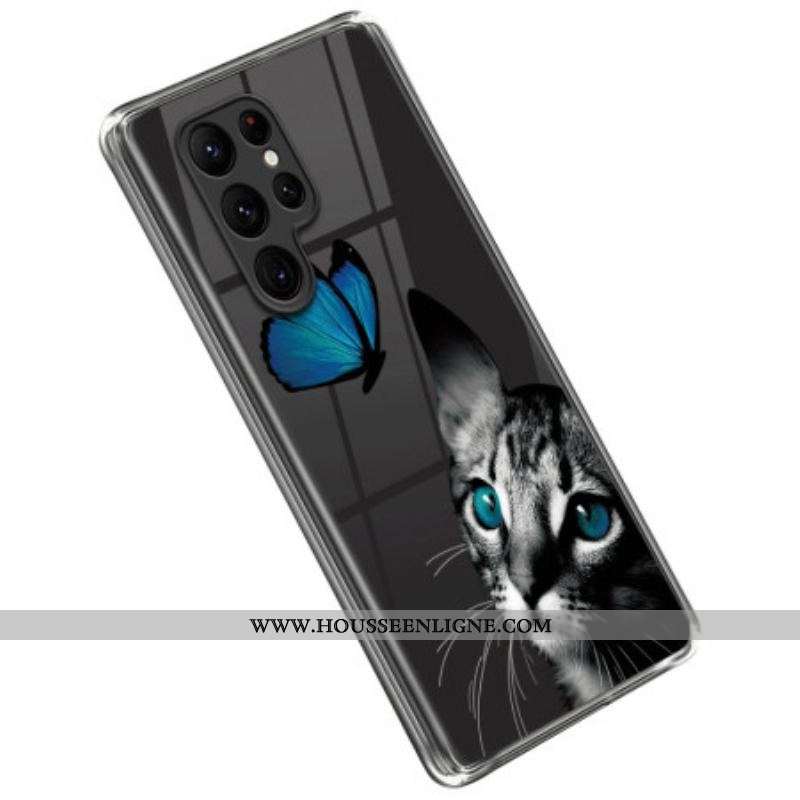Coque Samsung Galaxy S23 Ultra 5G Chat et Papillon