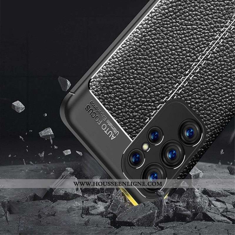 Coque Samsung Galaxy S23 Ultra 5G Effet Cuir Litchi Double Line