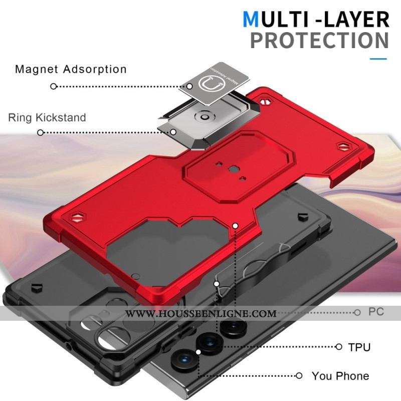 Coque Samsung Galaxy S23 Ultra 5G Effet Métal Anneau-Support
