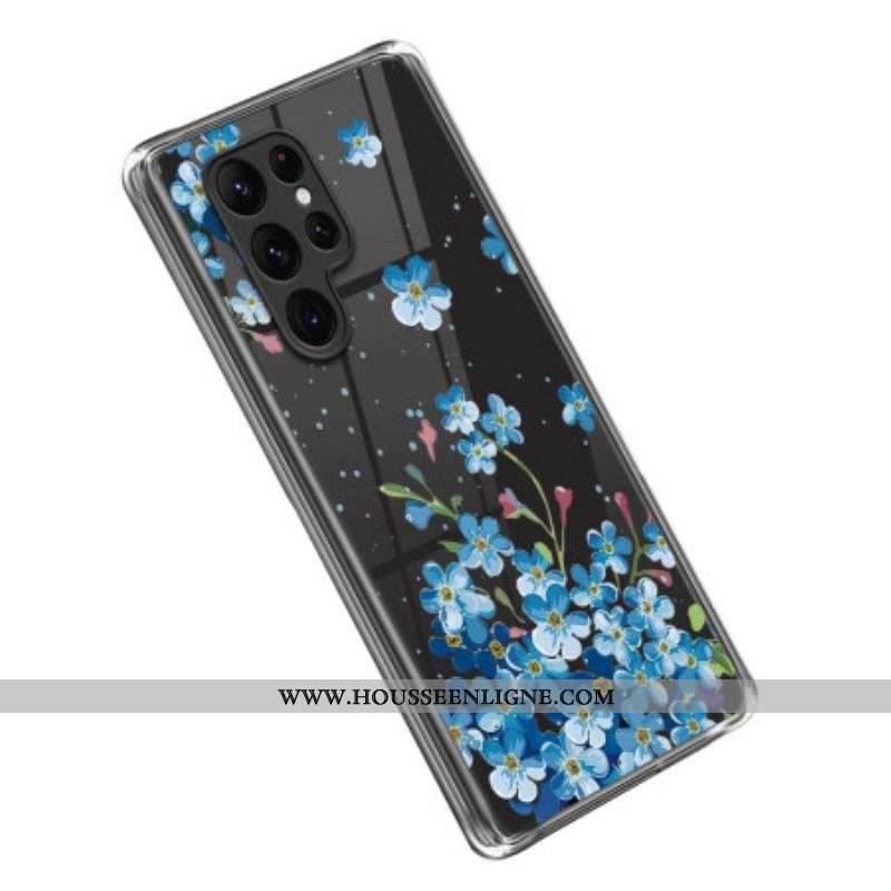 Coque Samsung Galaxy S23 Ultra 5G Fleurs Bleues