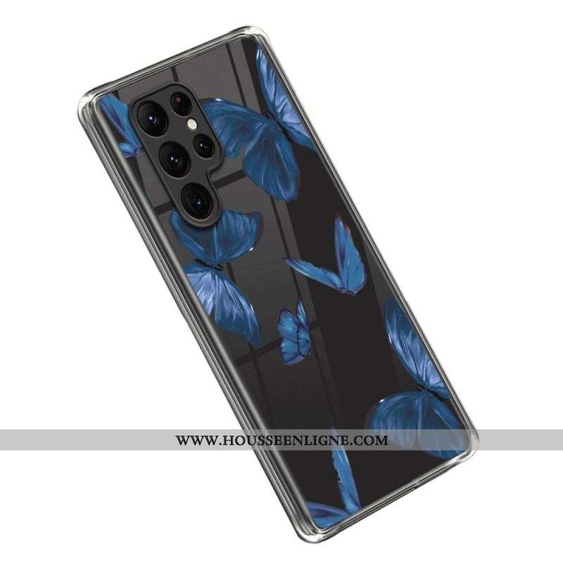 Coque Samsung Galaxy S23 Ultra 5G Papillons Bleus
