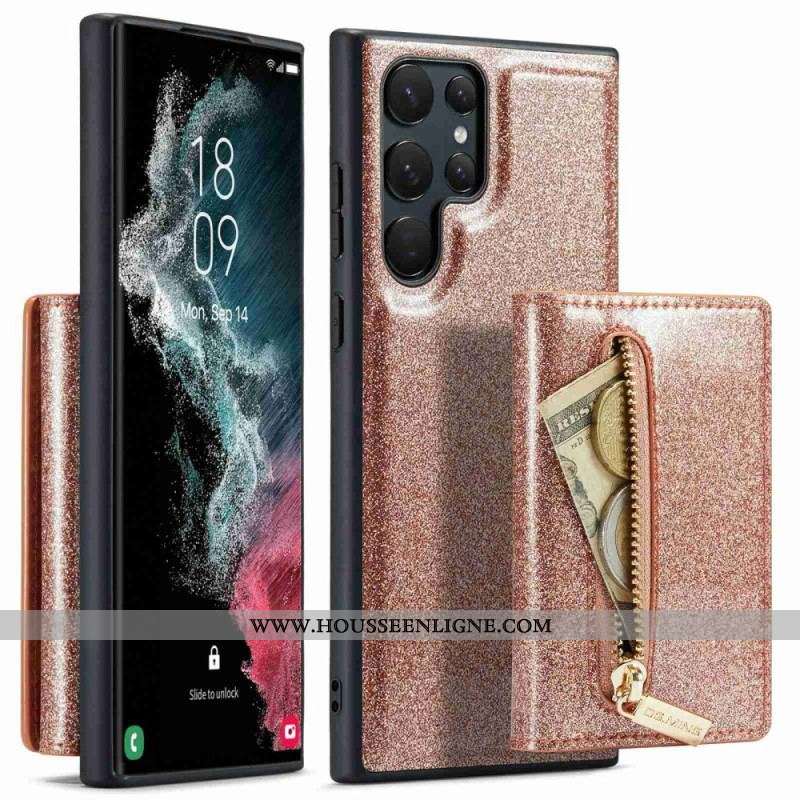 Coque Samsung Galaxy S23 Ultra 5G Porte-Cartes Détachable Paillettes