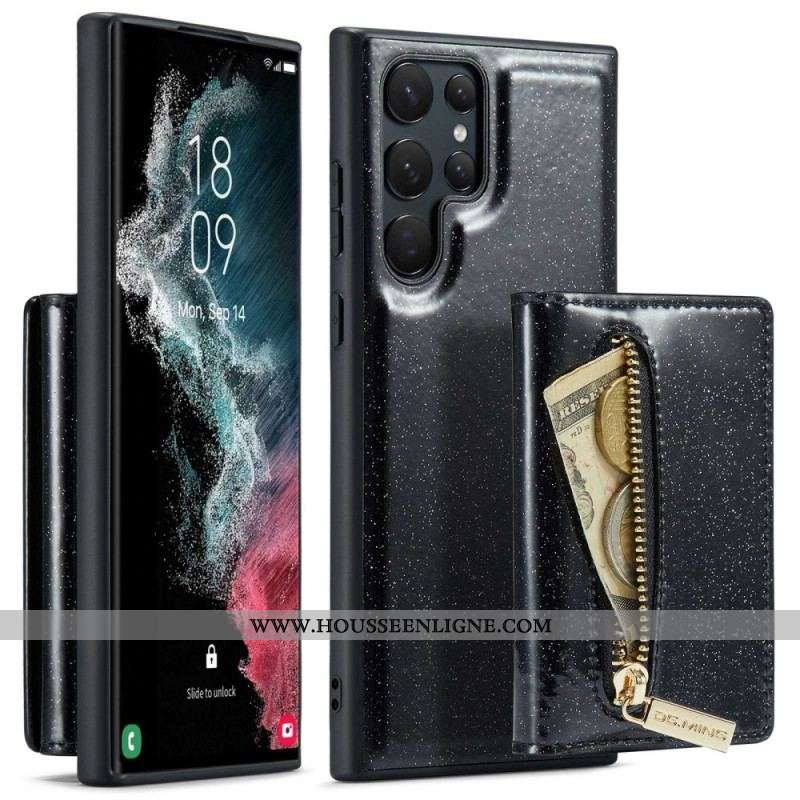 Coque Samsung Galaxy S23 Ultra 5G Porte-Cartes Détachable Paillettes